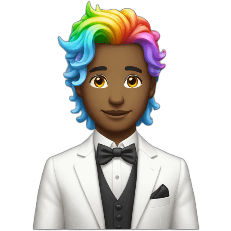 Posh-boy-with-white-suit-and-rainbow-unicorn-hair emoji