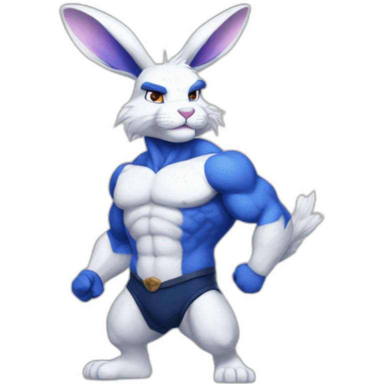 Muscular Anthro white rabbit with dark blue hair emoji