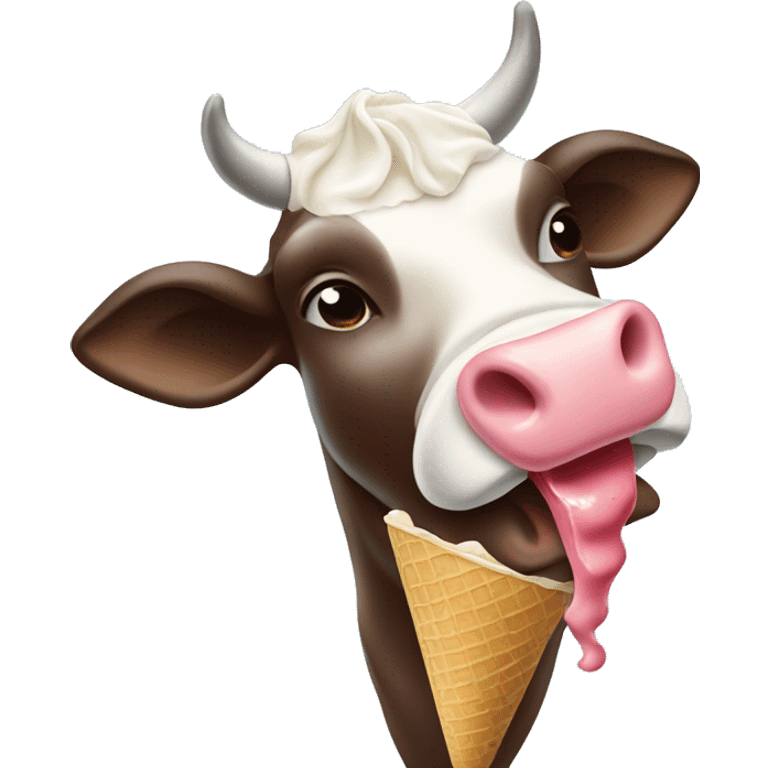 Cow licking ice cream emoji