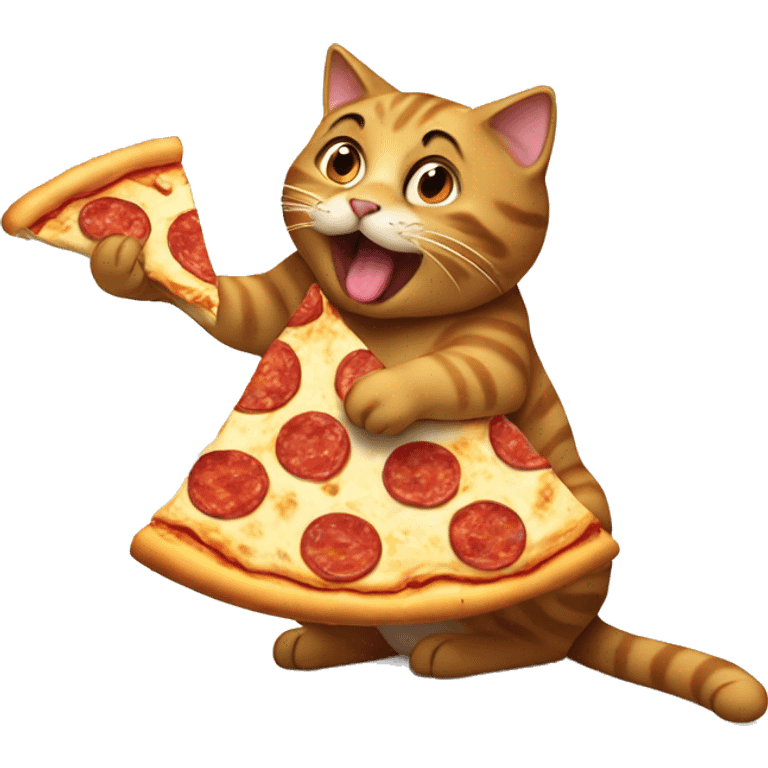 Cat eating pizza emoji