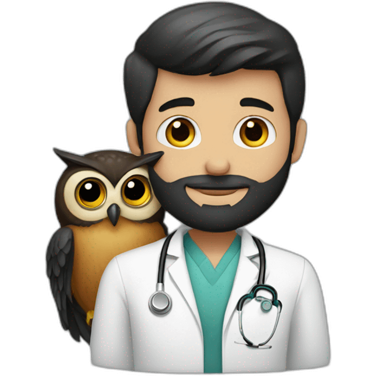 White-Boy-black-beard-doctor-hugging-owl emoji