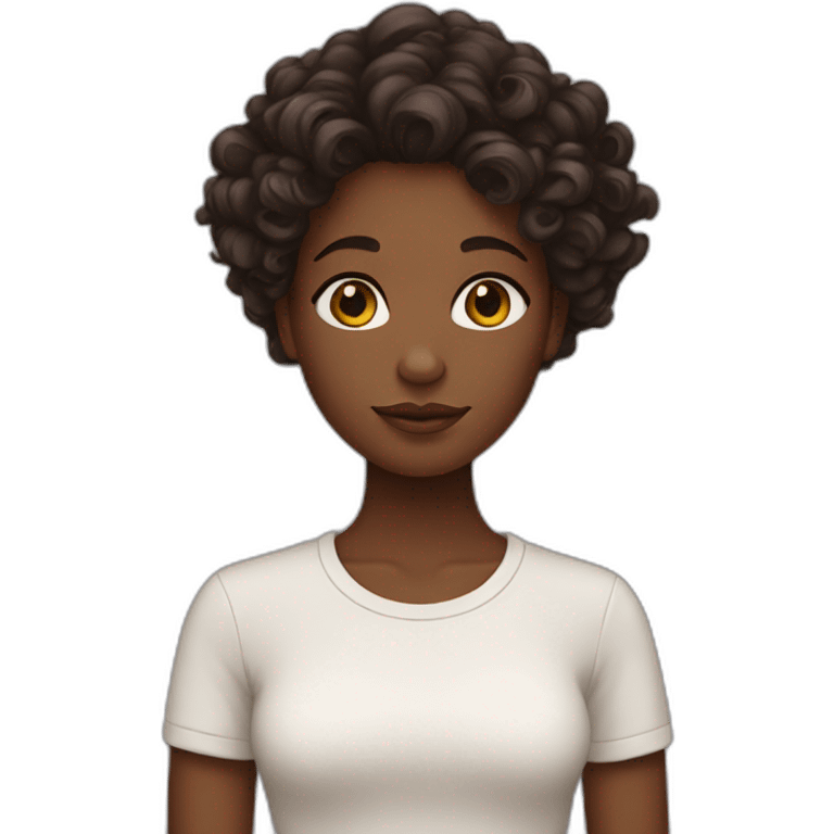  Dark Brown girl with curly long  hair emoji