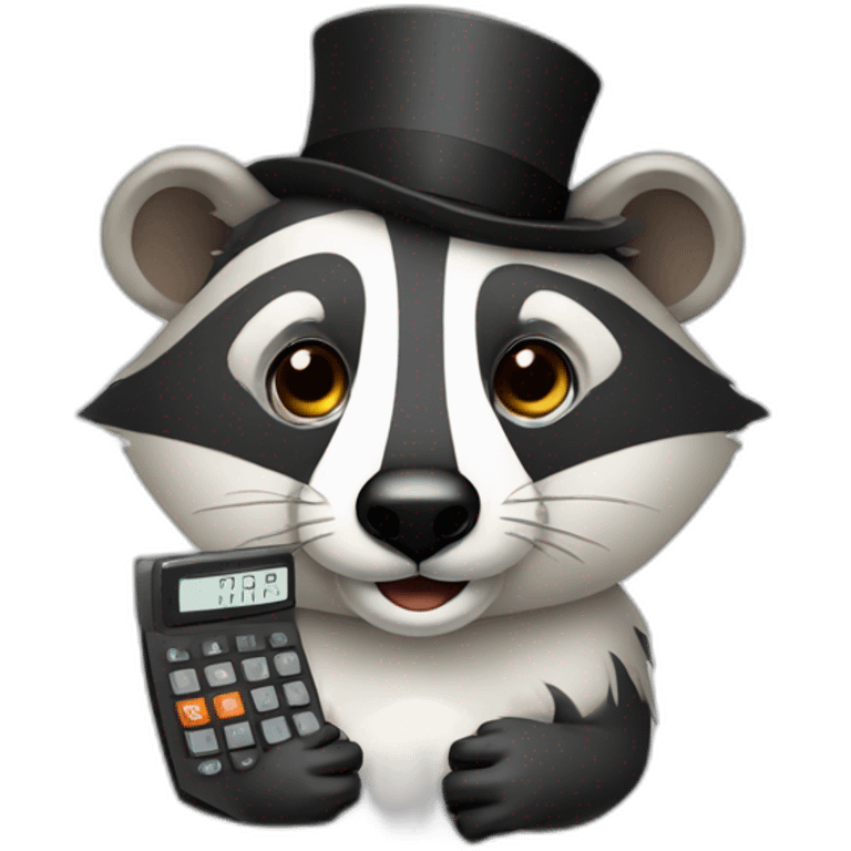 badger with a monocle using calculator  emoji