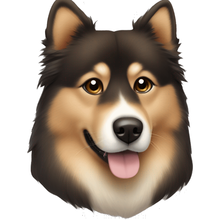 Finnish Lapphund brown. His nose and face is dark brown. On his nose and face are black dots emoji