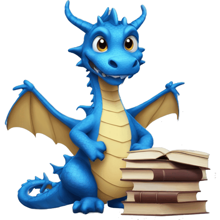 Blue Dragon with Books etudy emoji