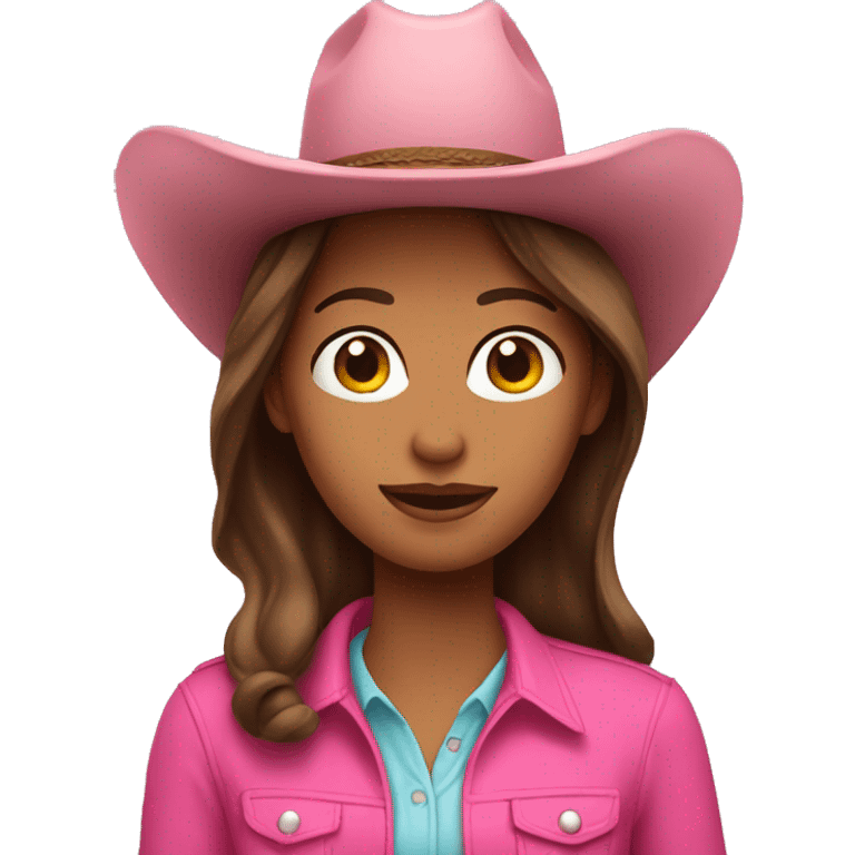 brown hair woman wearing pink cowboy hat  emoji