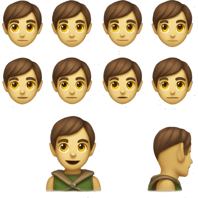 male alien elf emoji yellow eyes pointed ears brown hair emoji