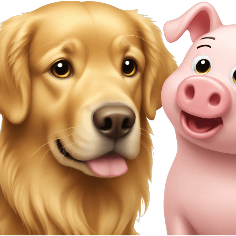 Golden retriever and a pig  emoji