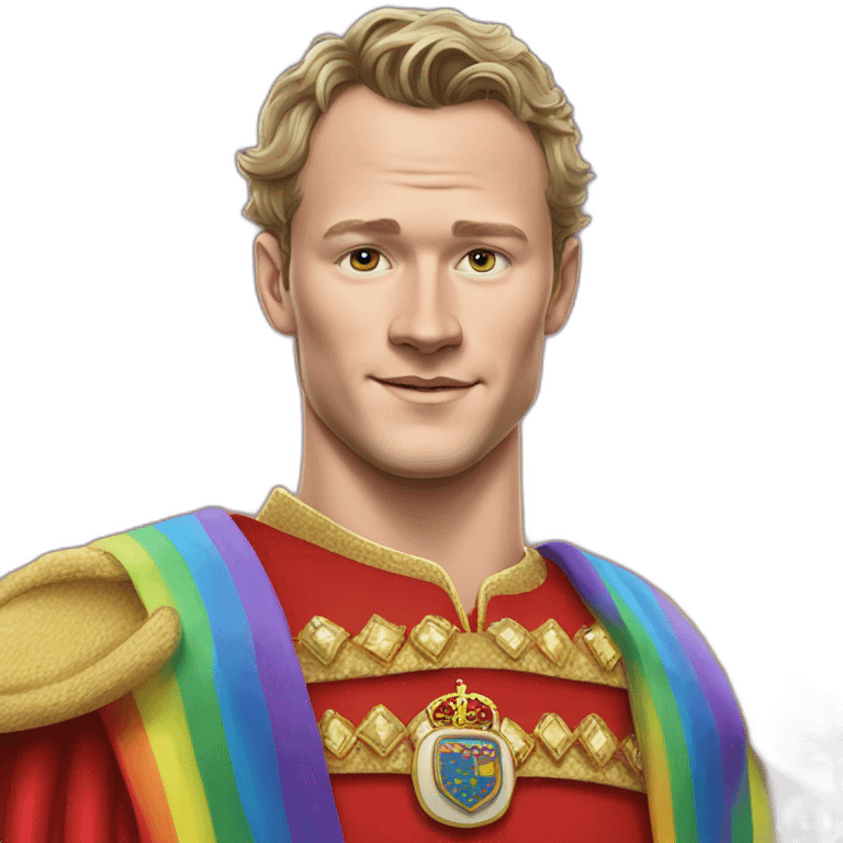 Jonathan Toews as a rainbow king with a royal robe on emoji