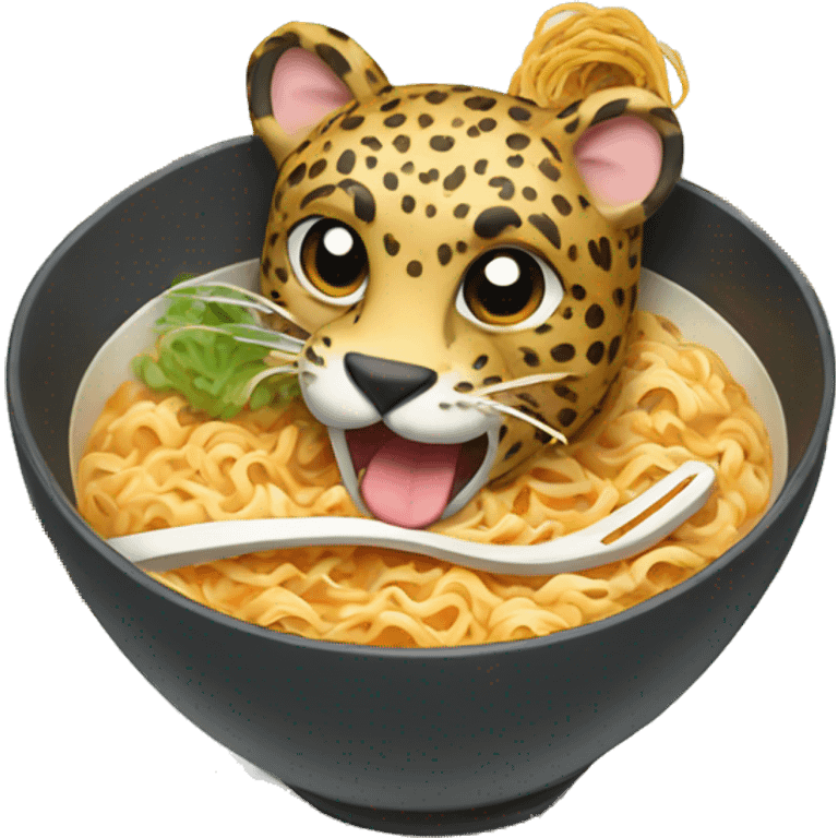 Leopard eating ramen emoji