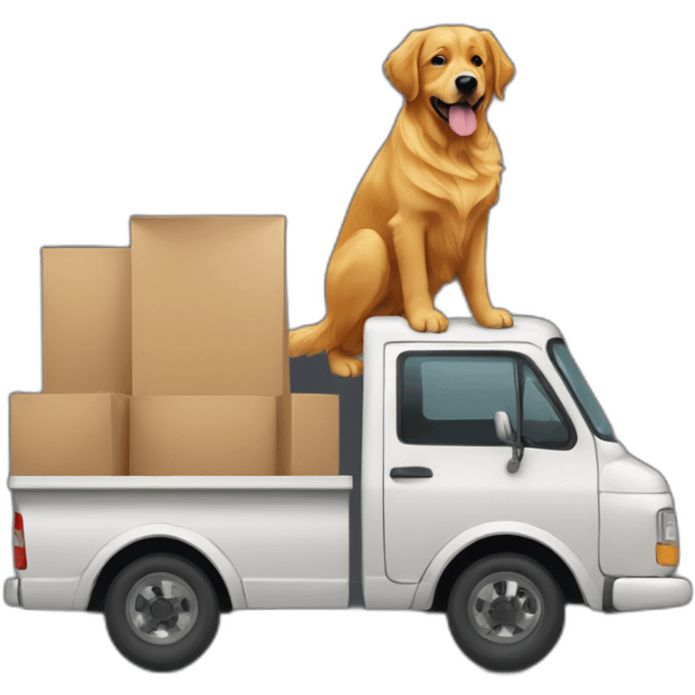 Golden retriever and a rottweiller in a moving truck emoji