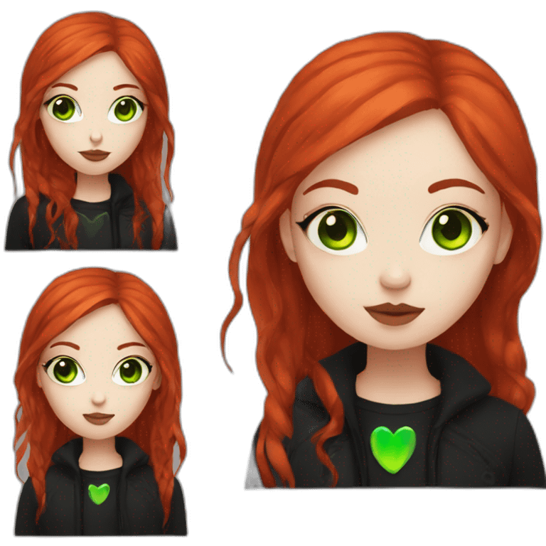 red head goth girl with neon green eyes  emoji