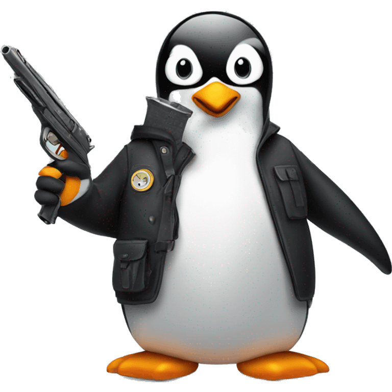 penguin with a gun emoji