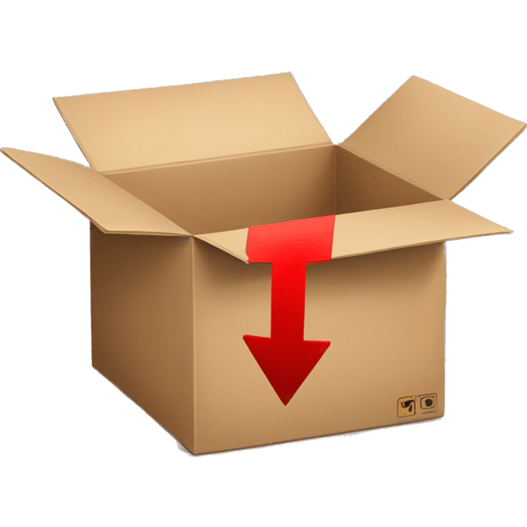 open cardboard box with a red arrow pointing inside  emoji