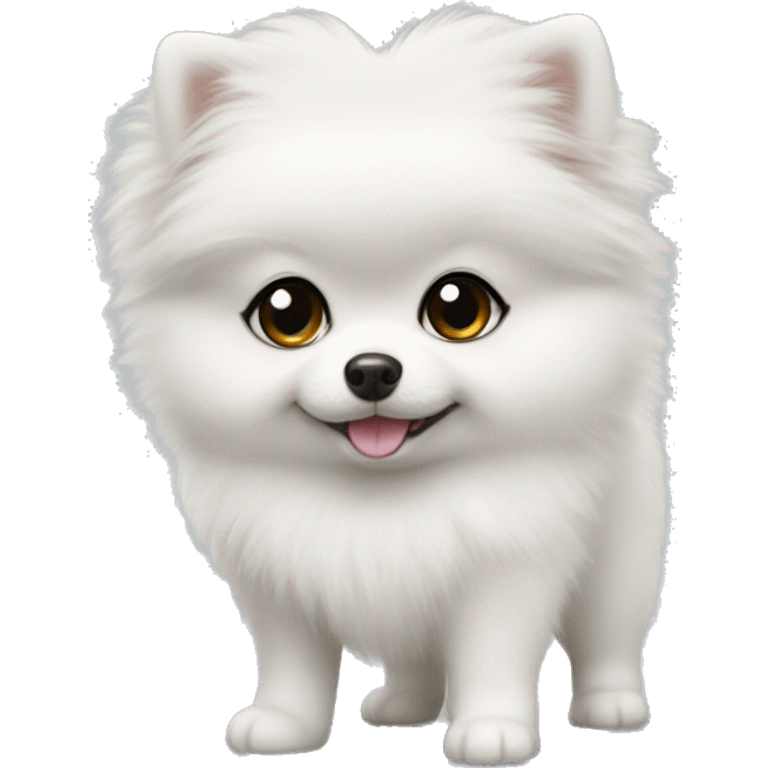 White mimi little Pomeranian puppy  emoji