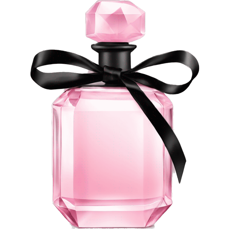 light pink crystal perfume bottle with black ribbon display emoji