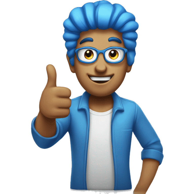 a blue head and thumbs up emoji