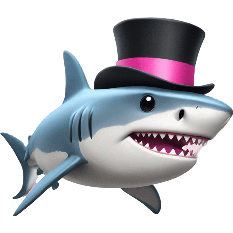 Shark with a pink top hat emoji