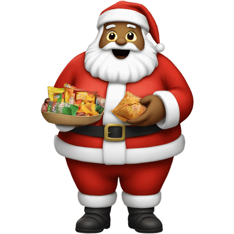 Fat Santa with snacks emoji