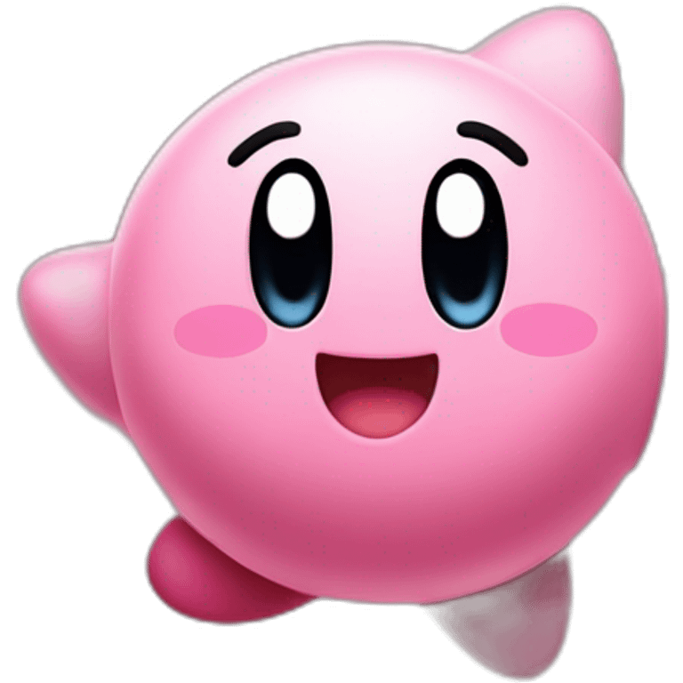 cute happy Kirby jumping on a star emoji