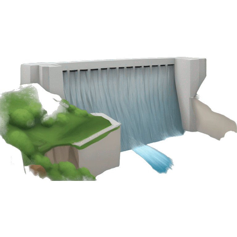 dam with water behind it, mountains in the background emoji