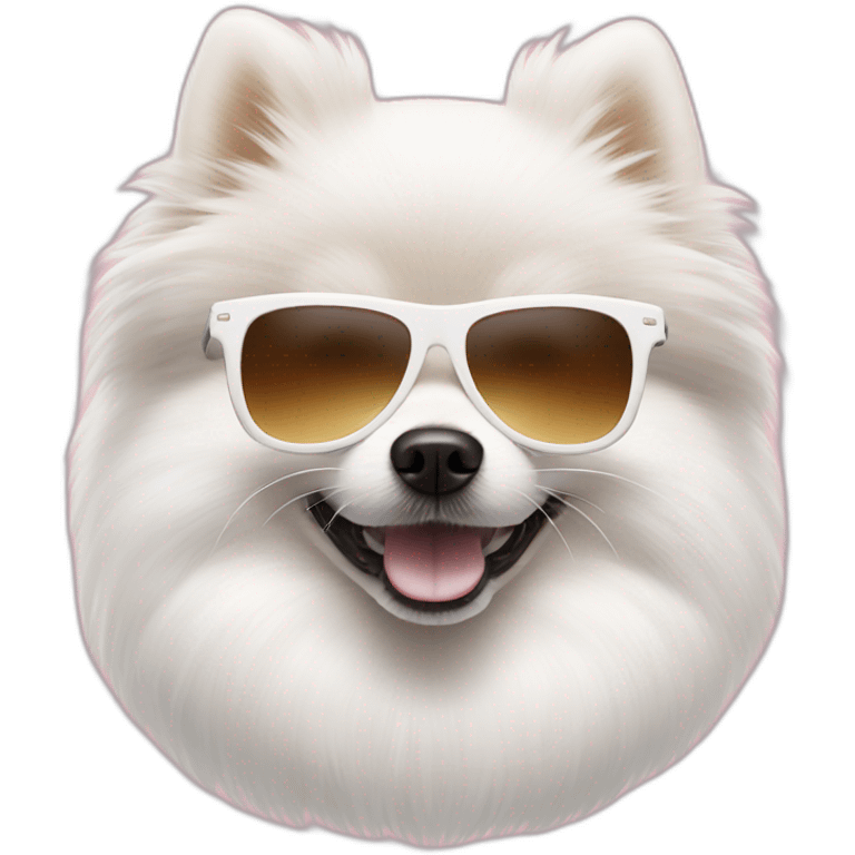 White pomeranian with sunglasses emoji