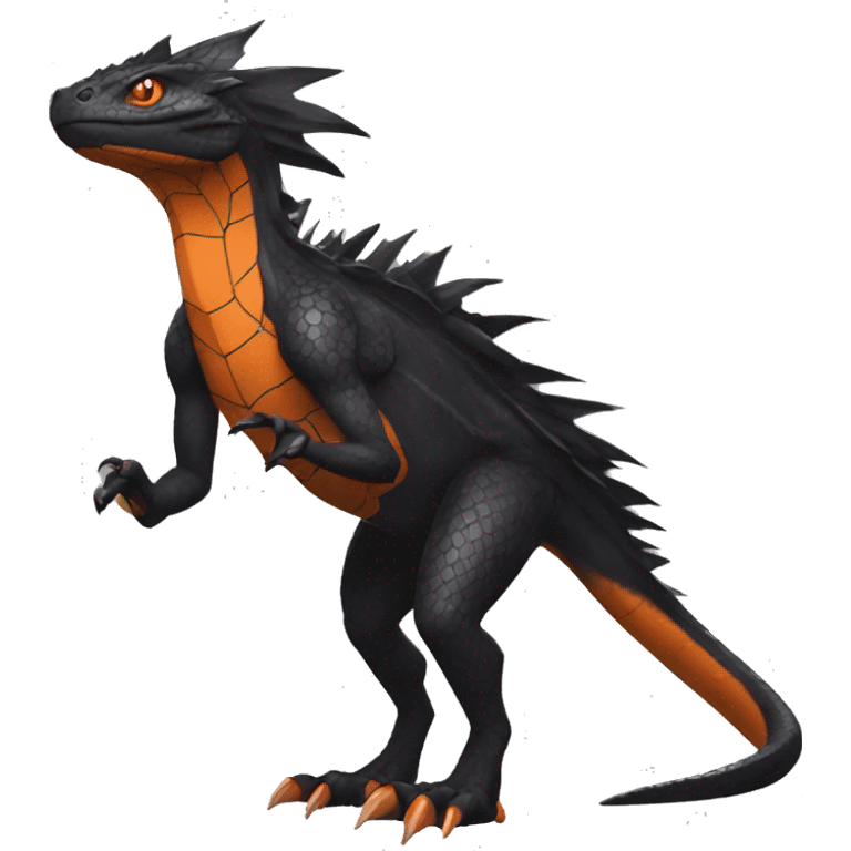 cool edgy black and orange Dark-type nargacuga reptile Pokémon full body emoji