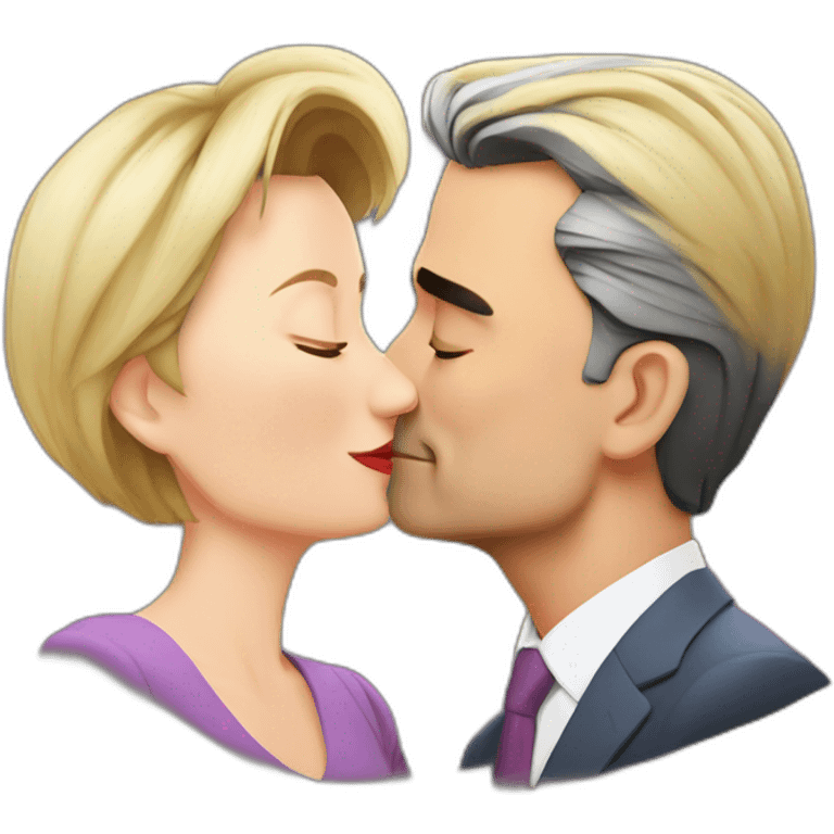 pedro sanchez and von der leyen kissing emoji