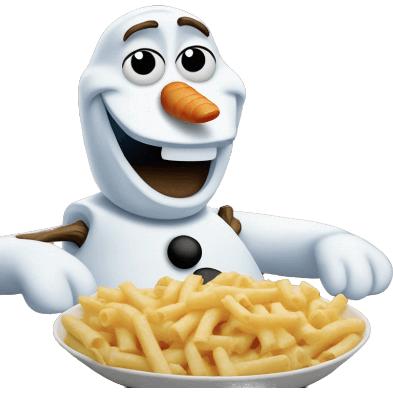 olaf the snowman from frozen eating kraft dinner emoji