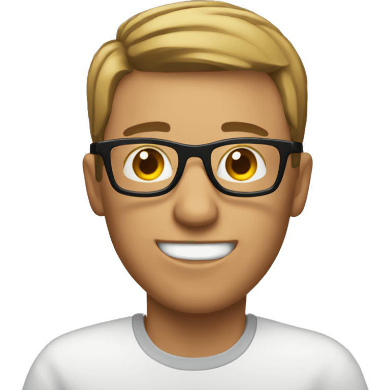  guy with short hair and glasses, editing videos on a computer emoji