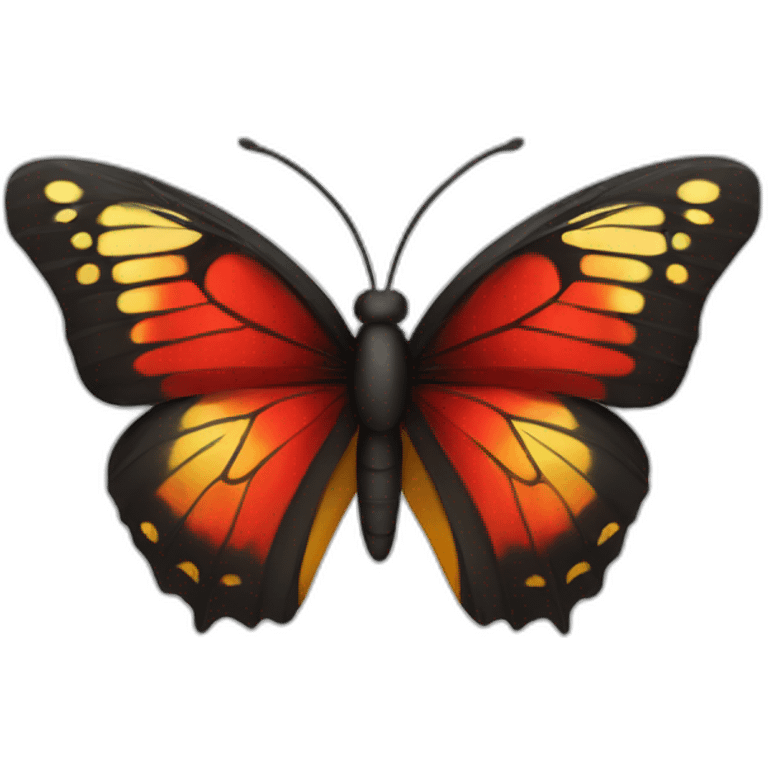 black butterfly with red and gold body emoji