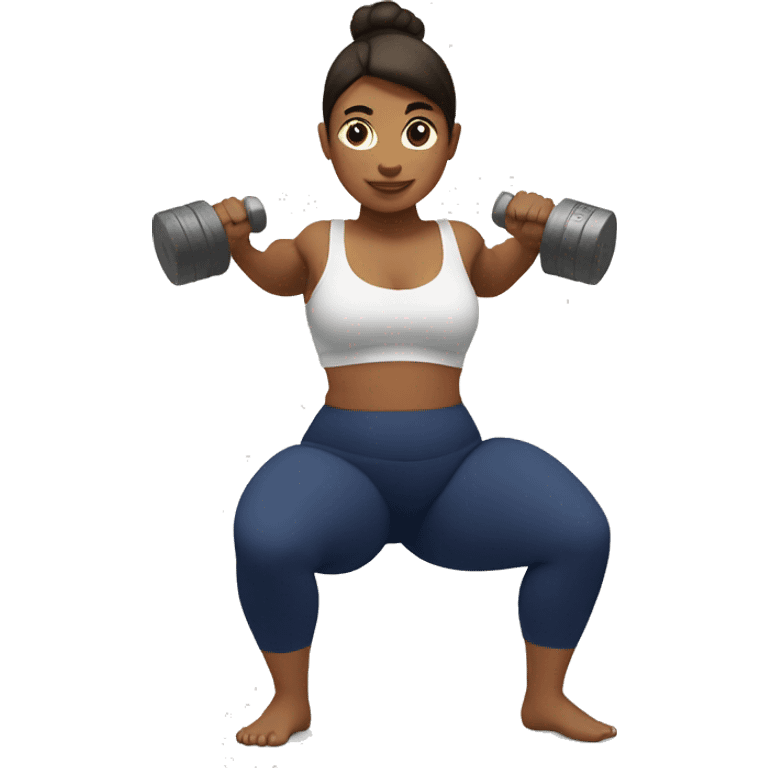 woman doing sumo squat with dumbbell emoji