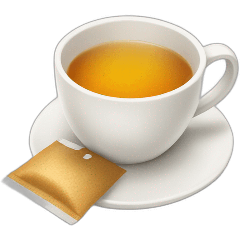 white cup of tea with a tea bag emoji