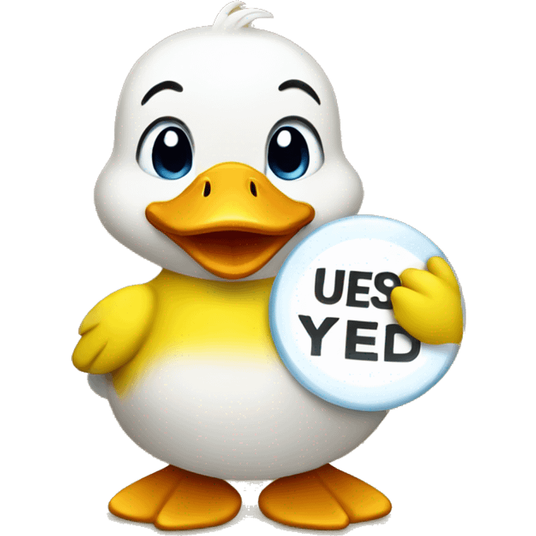 Yellow cute Duck holding yes sign emoji