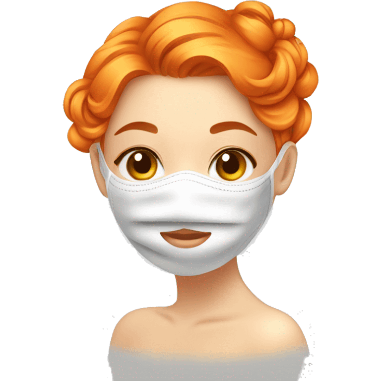 Girl with orange hair with face mask spa beauty full face relaxing emoji