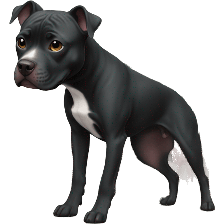 Black pitbull next to Christmas tree emoji