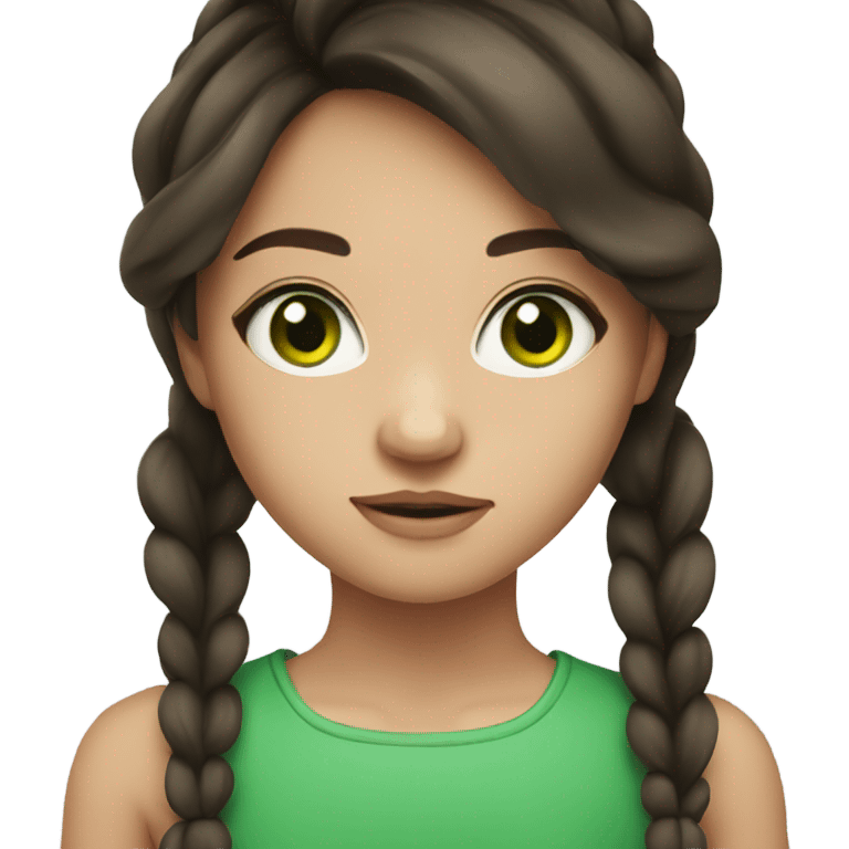 A brunette girl with green eyes emoji