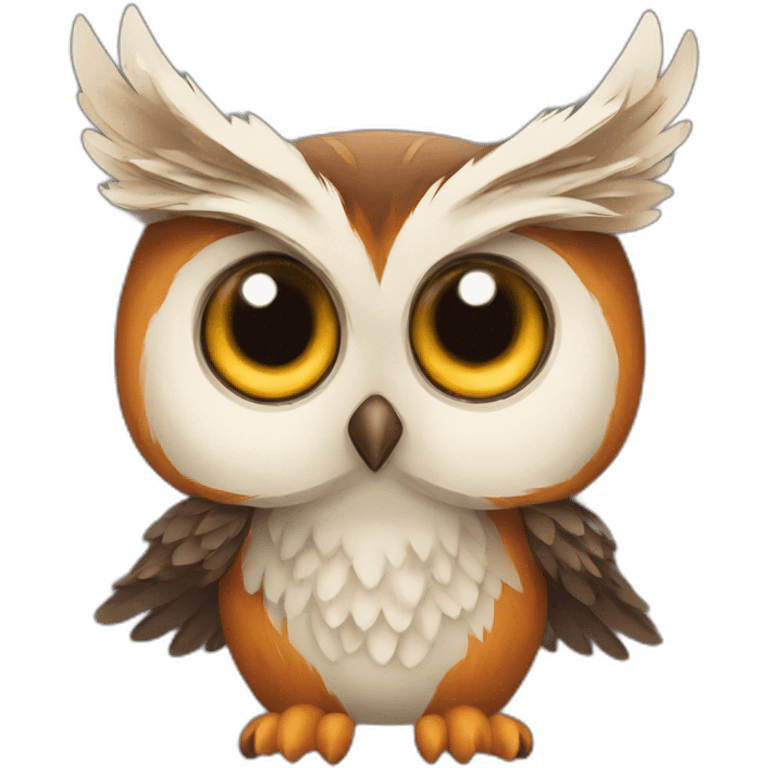 the owl protects the fox cub with its wings emoji