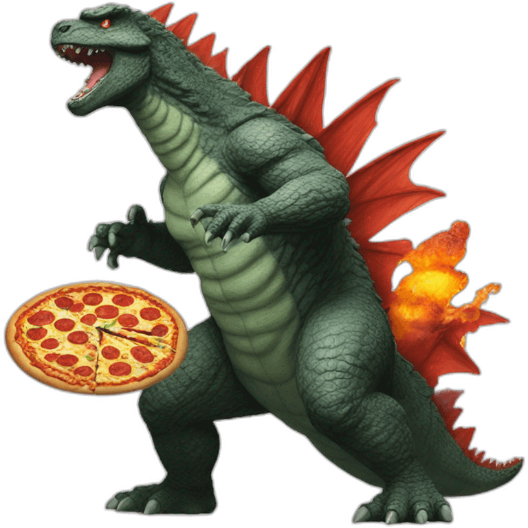 godzilla fighting for pizza emoji