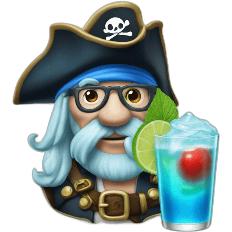 pirate Papa Smurf drinking mojito emoji