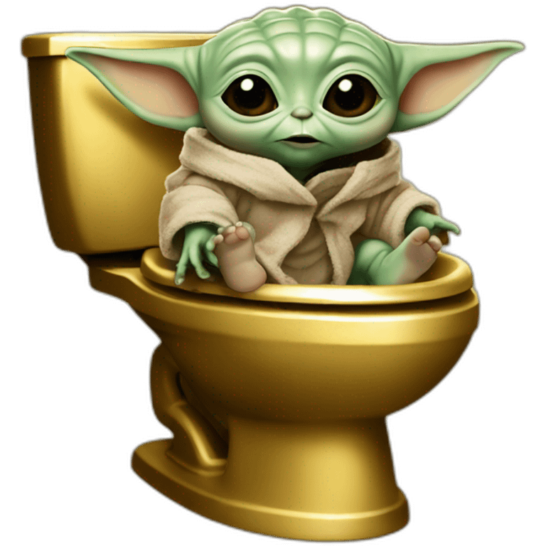 Baby Yoda on a golden toilet emoji