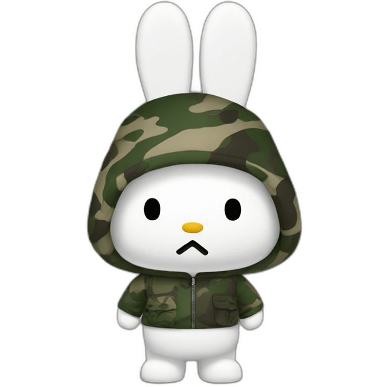 white miffy with a camo suit emoji