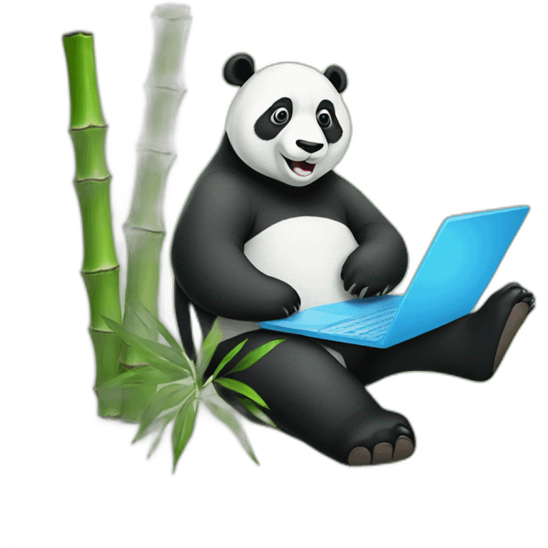 panda with bamboo and laptop emoji