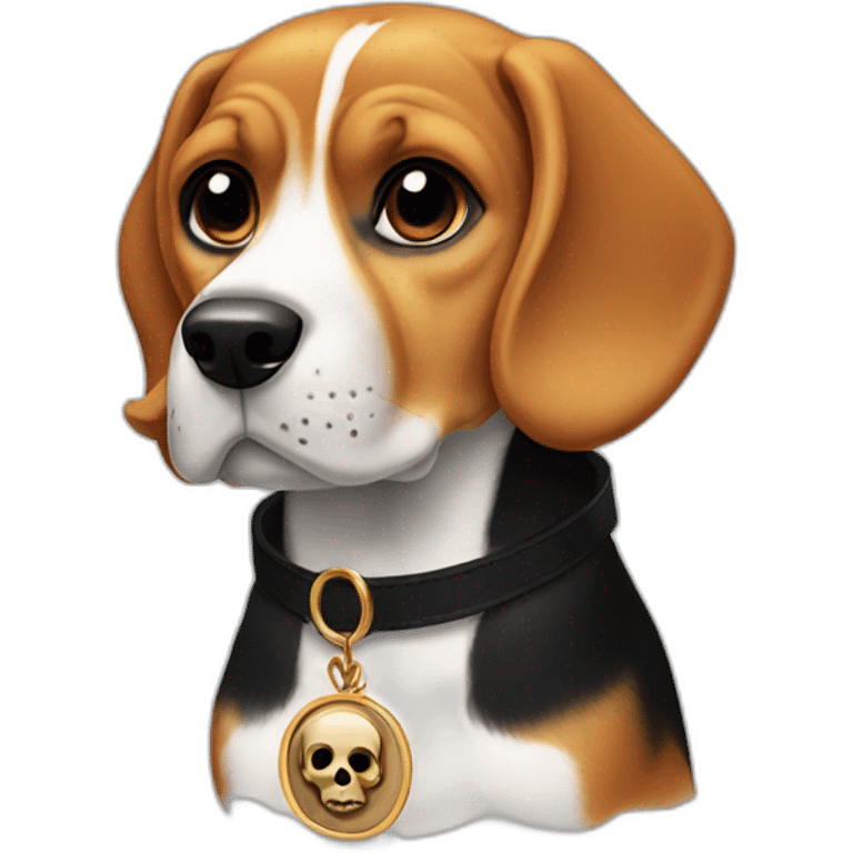 beagle with black collar and skull medallion  emoji