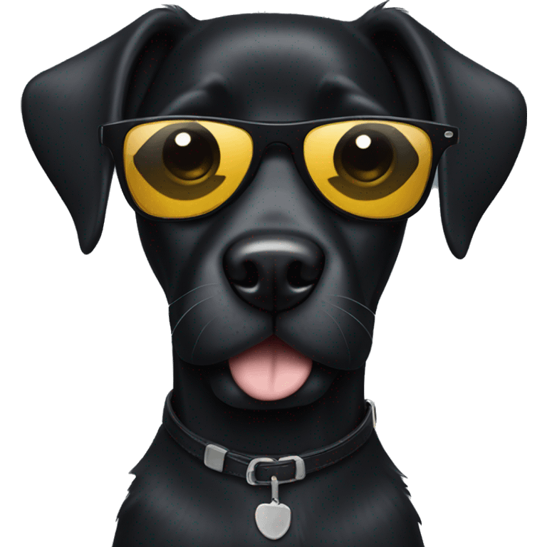 black dog with black sunglasses  emoji