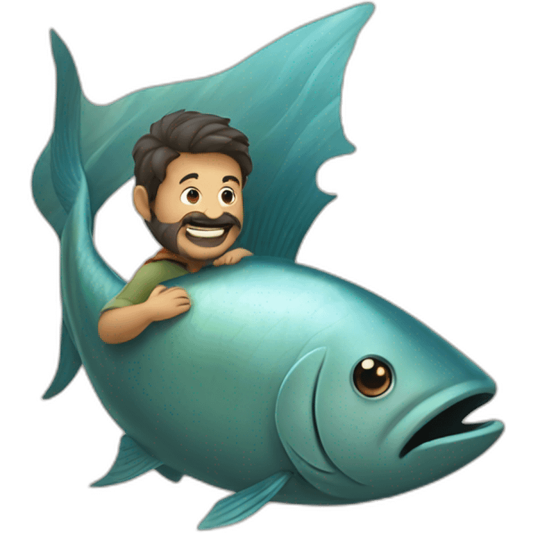 Jonah inside the fish emoji