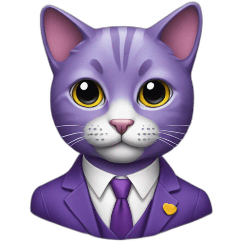 Purple cat in a suit emoji