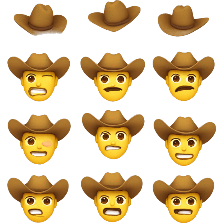 yellow face emoji cowboy smirk with hearts and blush emoji