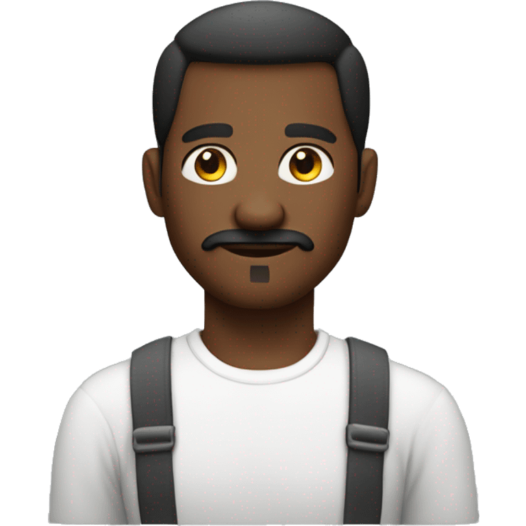 black man developer in plain white shirt with sleeve up and mustach profile image emoji