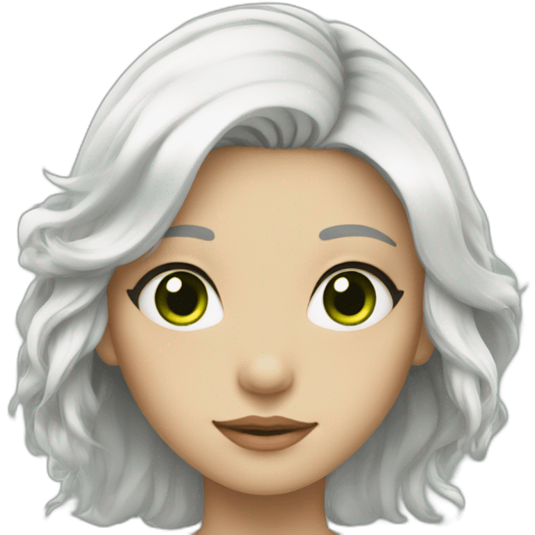 Girl with white hair and green eyes emoji